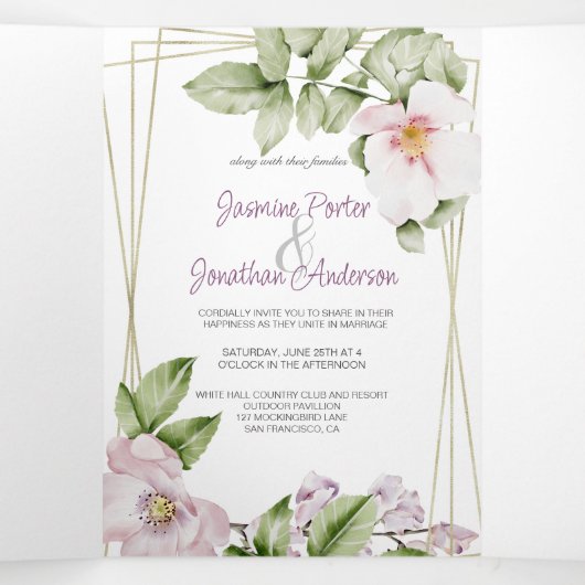 English Garden Wedding & Menu Einladung Tri-Fold (Innenseite Mitte)