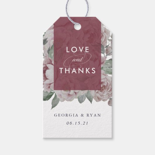 English Garden Wedding Vielen Dank Geschenkanhänger (Vorderseite)