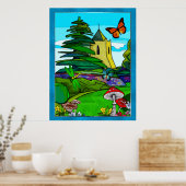 English Garden Whimsical Folk Art Poster (Küche)