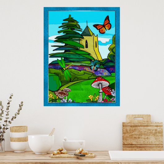 English Garden Whimsical Folk Art Poster (Küche)