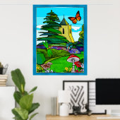 English Garden Whimsical Folk Art Poster (Heimbüro)