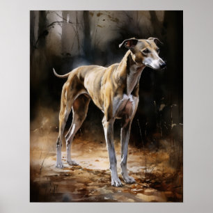 English Greyhound Hund Art Print Poster