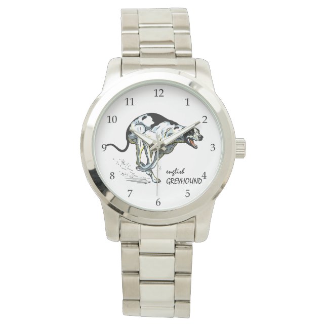 English Greyhound Race Dog Armbanduhr (Vorderseite)