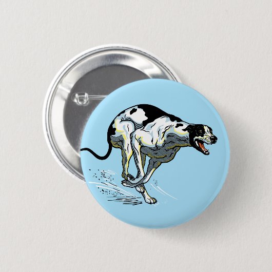 English Greyhound Race Dog Button (Vorne & Hinten)