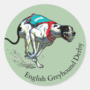 English Greyhound Race Dog Runder Aufkleber