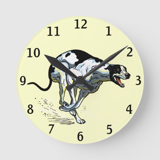 English Greyhound Runde Wanduhr (Vorderseite)