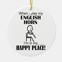 English Horn Happy Place Keramik Ornament