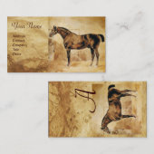 ENGLISH HORSE IN STABILEN Monogrammen Visitenkarte (Vorne/Hinten)
