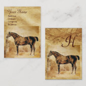 ENGLISH HORSE IN STABILEN Monogrammen Visitenkarte (Vorne/Hinten)