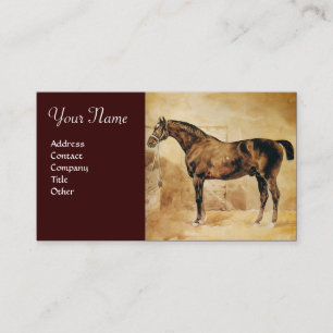ENGLISH HORSE IN STABLE-Parchment-Monogramm Visitenkarte