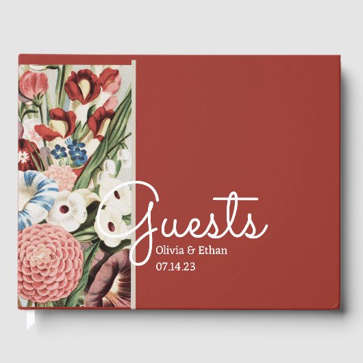 English Hütte Wedding Guest Book Rose Red Gästebuch (Vorderseite)