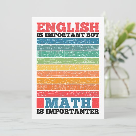 English Is Important But Math Is Importanter Math  Einladung (Stehend Vorderseite)