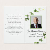 English Ivy Vine Greenerity Beerdigung Gedenkgebet Visitenkarten (Außenseite Aufgefaltet)