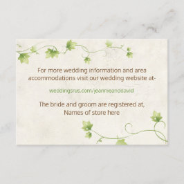 English Ivy Wedding Information Card Begleitkarte