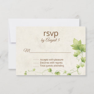 English Ivy Wedding RSVP Card Karte