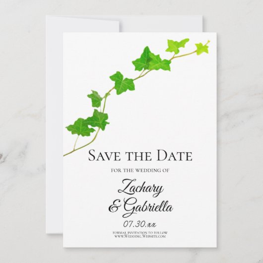 English Ivy Wedding Save the Date (Vorderseite)