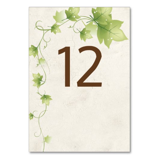 English Ivy Wedding Tischnummer Card (Vorderseite)