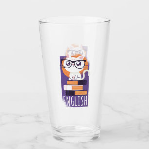 ENGLISH LEHRER Geschenk - Niedliche Kawaii Katze L Glas