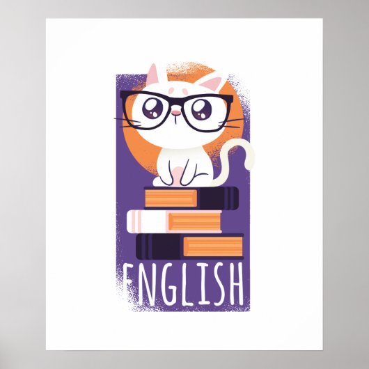 ENGLISH LEHRER Geschenk - Niedliche Kawaii Katze L Poster (Vorne)