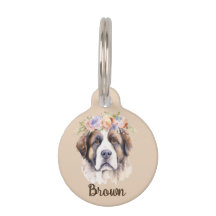 English Mastif Watercolor Blume Round Pet Tag