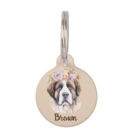 English Mastif Watercolor Blume Round Pet Tag Haustiermarke