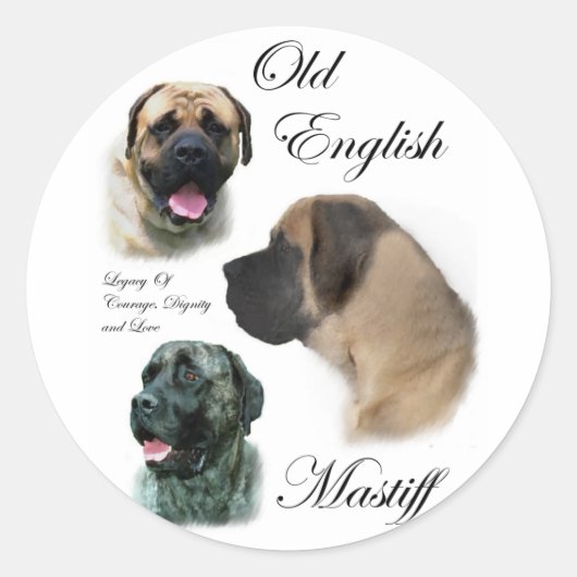 English Mastiff Art Geschenke Runder Aufkleber (Vorderseite)