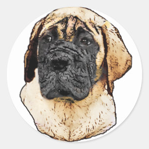 English Mastiff Art Geschenke Runder Aufkleber