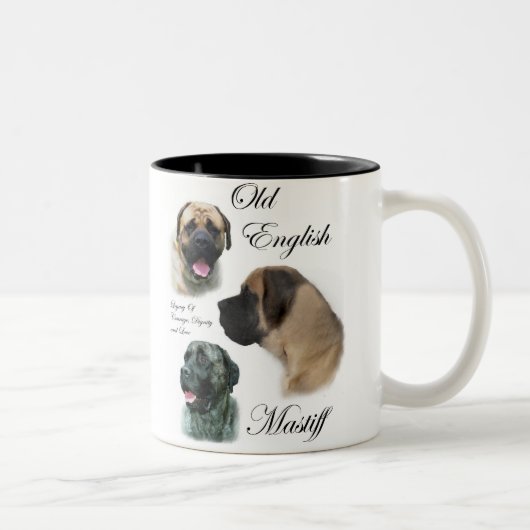 English Mastiff Art Geschenke Zweifarbige Tasse (Rechts)