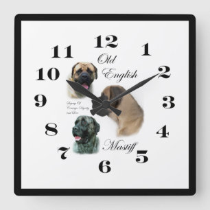 English Mastiff Art Quadratische Wanduhr