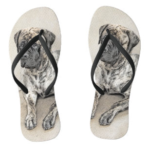 English Mastiff (Brindle) Malerei - Dog Art Badesandalen