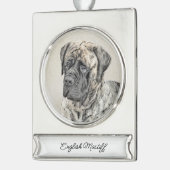 English Mastiff (Brindle) Malerei - Dog Art Banner-Ornament Silber (Links)