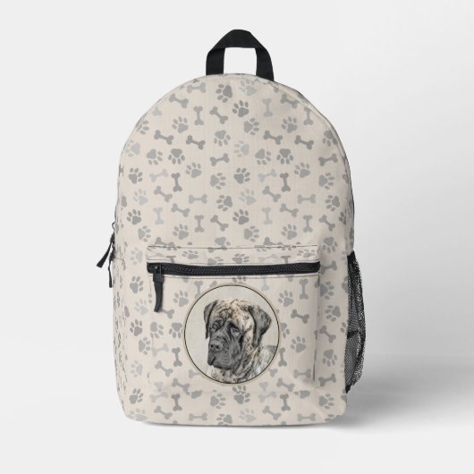 English Mastiff (Brindle) Malerei - Dog Art Bedruckter Rucksack (Vorderseite)