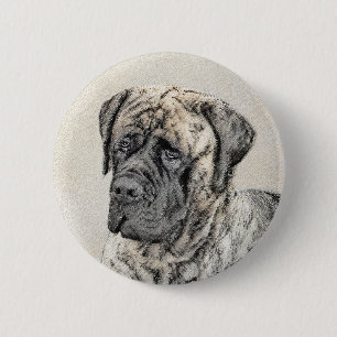 English Mastiff (Brindle) Malerei - Dog Art Button