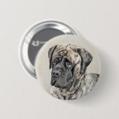 English Mastiff (Brindle) Malerei - Dog Art Button (Vorne & Hinten)