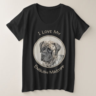 English Mastiff (Brindle) Malerei - Dog Art Große Größe T-Shirt