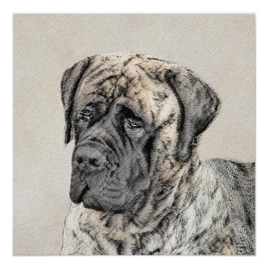 English Mastiff (Brindle) Malerei - Dog Art Poster (Vorderseite)