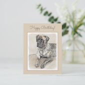 English Mastiff (Brindle) Malerei - Dog Art Postkarte (Stehend Vorderseite)