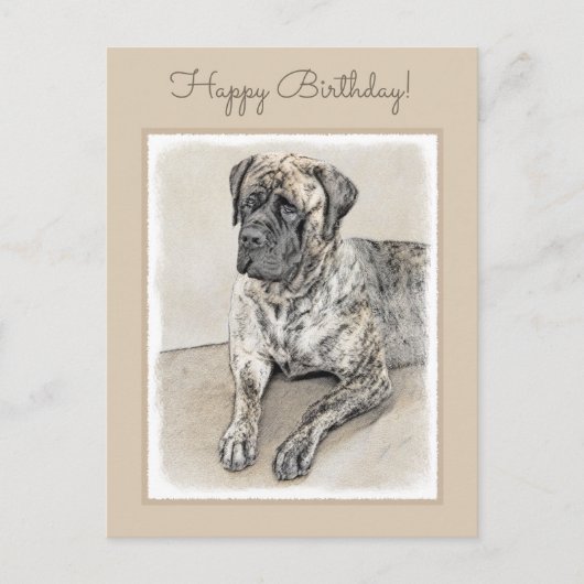 English Mastiff (Brindle) Malerei - Dog Art Postkarte (Vorderseite)