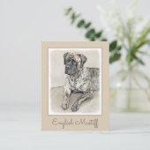 English Mastiff (Brindle) Malerei - Dog Art Postkarte (Stehend Vorderseite)