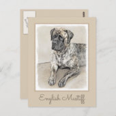 English Mastiff (Brindle) Malerei - Dog Art Postkarte (Vorne/Hinten)