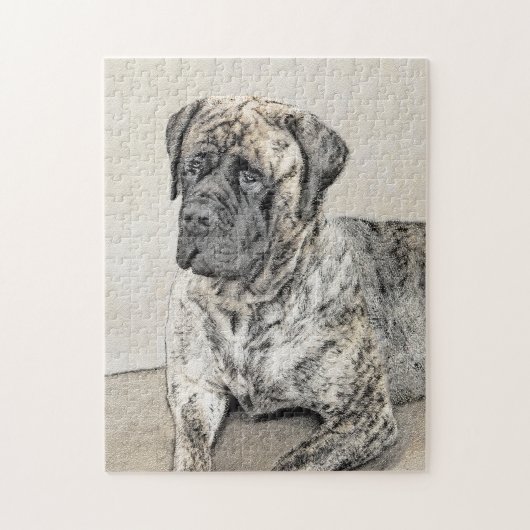 English Mastiff (Brindle) Malerei - Dog Art Puzzle (Vertikal)