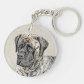 English Mastiff (Brindle) Malerei - Dog Art Schlüsselanhänger (Rückseite)