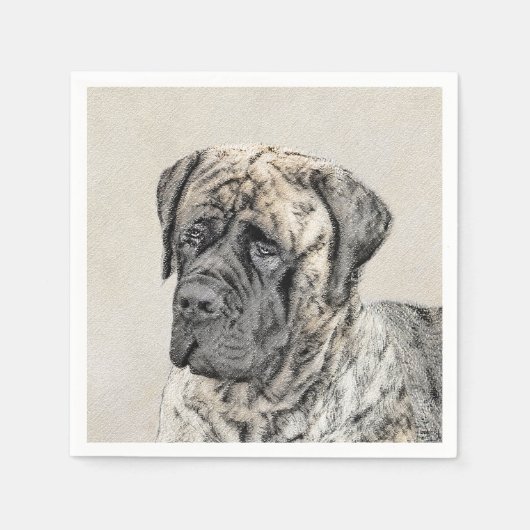 English Mastiff (Brindle) Malerei - Dog Art Serviette (Vorderseite)
