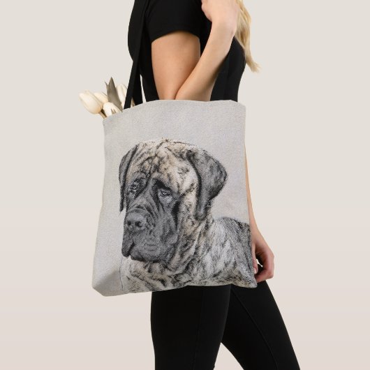 English Mastiff (Brindle) Malerei - Dog Art Tasche (Von Nahem)