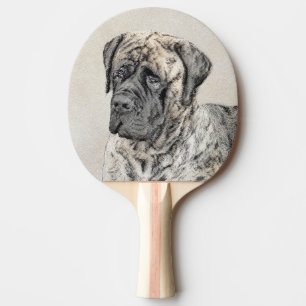 English Mastiff (Brindle) Malerei - Dog Art Tischtennis Schläger