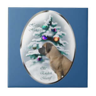 English Mastiff Christmas Fliese