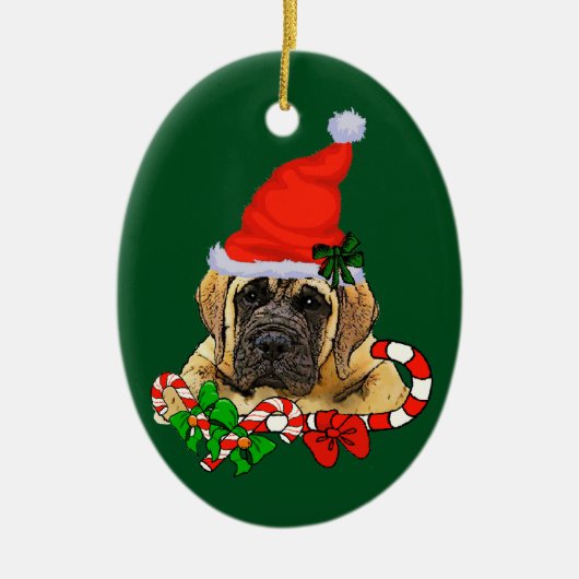 English Mastiff Christmas Keramikornament (Vorne)