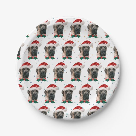 English Mastiff Dog Breed Christmas Pappteller (Vorderseite)