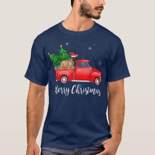 English Mastiff Dog Riding Red Truck Weihnachten T-Shirt