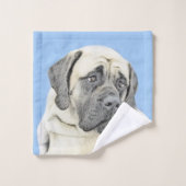 English Mastiff (Fawn) Malerei - Original Dog Art Badhandtuch Set (Waschlappen)